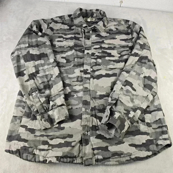 Duluth Trading Canvas Snap Lined Jacket Mens 2XL Tall Camo Standard Fit - Picture 1 of 8